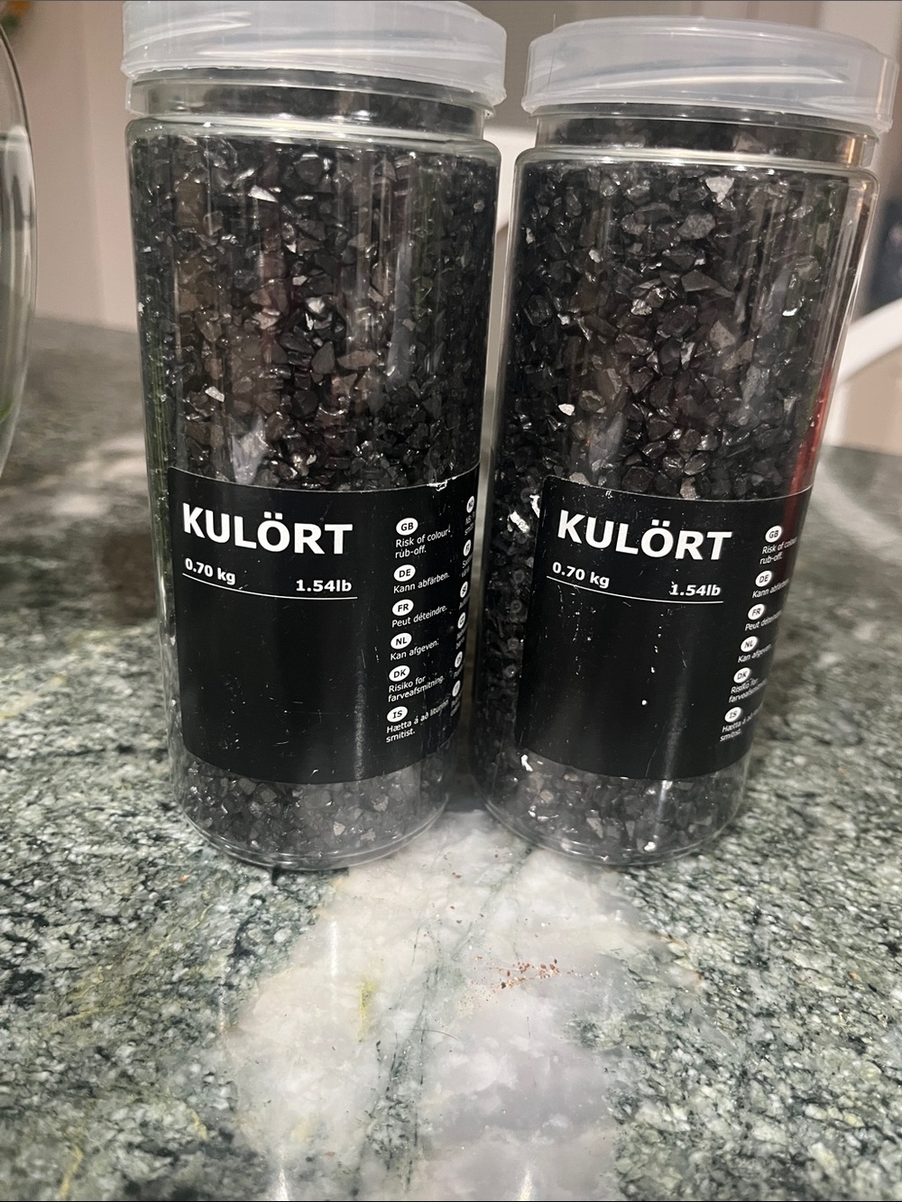 IKEA black decorative gravel jars